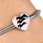 Horse Running Art Print Heart Charm Steel Bracelet