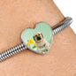 Anatolian Shepherd Dog Print Heart Charm Steel Bracelet