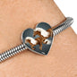 Haflinger Horse Art Print Heart Charm Steel Bracelet
