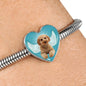 Cavapoo Dog Print Heart Charm Steel Bracelet