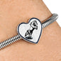 Mustang Horse Art Print Heart Charm Steel Bracelet