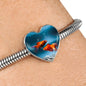 Fantail Fish Print Heart Charm Steel Bracelet