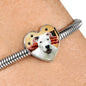 Dogo Argentino Print Heart Charm Steel Bracelet