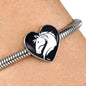 Friesian Horse Vector Art Print Heart Charm Steel Bracelet