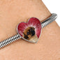Tibetan Spaniel Dog Print Heart Charm Steel Bracelet