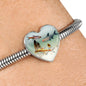 Glowlight Tetra Fish Print Heart Charm Steel Bracelet