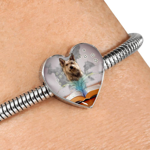 Berger Picard Print Heart Charm Steel Bracelet