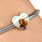 Cute Golden Retriever Print Heart Charm Steel Bracelet