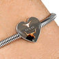 Texas Longhorn Cattle (Cow) Print Heart Steel Bracelet