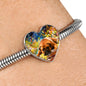 Cute Bullmastiff Print Heart Charm Steel Bracelet