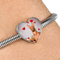 Pharaoh Hound Print Heart Charm Steel Bracelet