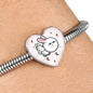 Flying Cat Print Heart Charm Steel Bracelet