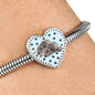 Irish Wolfhound Dog Print Heart Charm Steel Bracelet