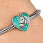 Andalusian Horse Watercolor Art Print Heart Charm Steel Bracelet