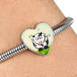 Cute Cow With Butterfly Print Heart Charm Steel Bracelet