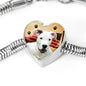 Dogo Argentino Print Heart Charm Steel Bracelet