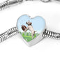 Playing Dog Print Heart Charm Steel Bracelet