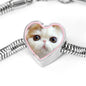 Cute Snoopy Cat Print Heart Charm Steel Bracelet