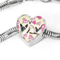Siamese Cat Print Heart Charm Steel Bracelet