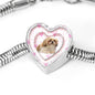 Shih Tzu Dog Print Heart Charm Steel Bracelet