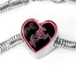 Horse Pink Art Print Heart Charm Steel Bracelet