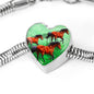 Arabian Horse Art Print Heart Charm Steel Bracelet
