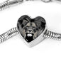 Lion Grey Art Print Heart Charm Steel Bracelet