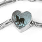 Clydesdale Horse Print Heart Charm Steel Bracelet