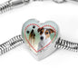 Jack Russell Terrier Print Heart Charm Steel Bracelet
