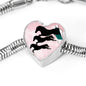 Horse Running Art Print Heart Charm Steel Bracelet