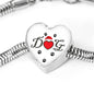 Dog With Paws Print Heart Charm Steel Bracelet