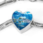 Slender Danios Fish Heart Charm Steel Bracelet