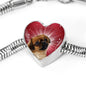 Tibetan Spaniel Dog Print Heart Charm Steel Bracelet