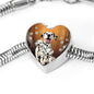 Dalmatian Dog Print Heart Charm Steel Bracelet