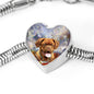Dogue De Bordeaux Print Heart Charm Steel Bracelet