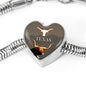 Texas Longhorn Cattle (Cow) Print Heart Steel Bracelet