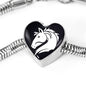 Friesian Horse Vector Art Print Heart Charm Steel Bracelet