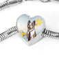 Cute Boston Terrier Print Heart Charm Steel Bracelet