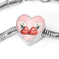 West Highland White Terrier (Westie) Print Heart Charm Steel Bracelet