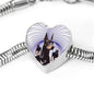 Doberman Pinscher Print Heart Charm Steel Bracelet