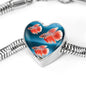 Siamese Fighting Fish Print Heart Charm Steel Bracelet