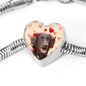 Flat Coated Retriever Print Heart Charm Steel Bracelet