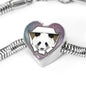 Amazing Panda Vector Art Print Heart Charm Steel Bracelet