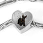 Scottish Terrier Print Heart Charm Steel Bracelet