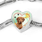 Cute Wirehaired Vizsla Print Heart Charm Steel Bracelet