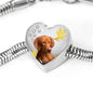 Vizsla Print Heart Charm Steel Bracelet