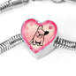 Cute French Bulldog Print Heart Charm Steel Bracelet