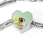 Anatolian Shepherd Dog Print Heart Charm Steel Bracelet