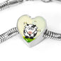 Cute Cow With Butterfly Print Heart Charm Steel Bracelet
