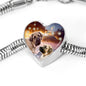English Mastiff Print Heart Charm Steel Bracelet